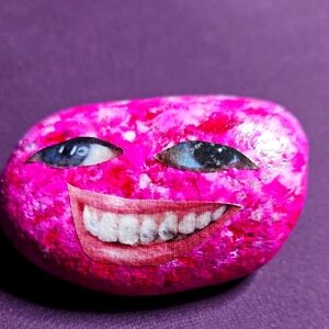 Playful Pink Mixed Media Art Stone